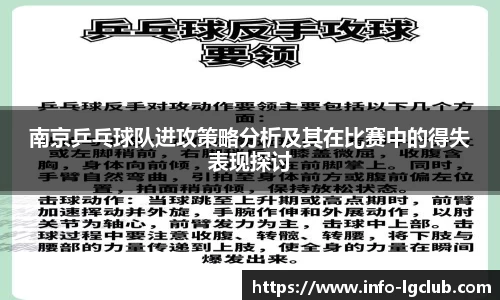 南京乒乓球队进攻策略分析及其在比赛中的得失表现探讨